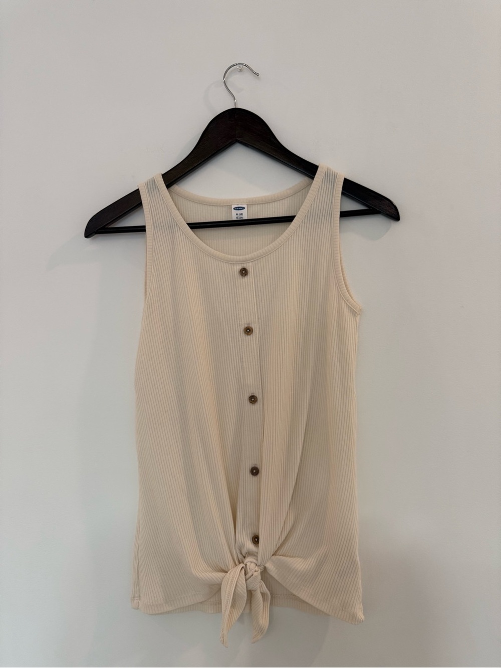 Old Navy Sleeveless Button-Front Tie-Hem Tank Top - Cream *kids XL/women’s small